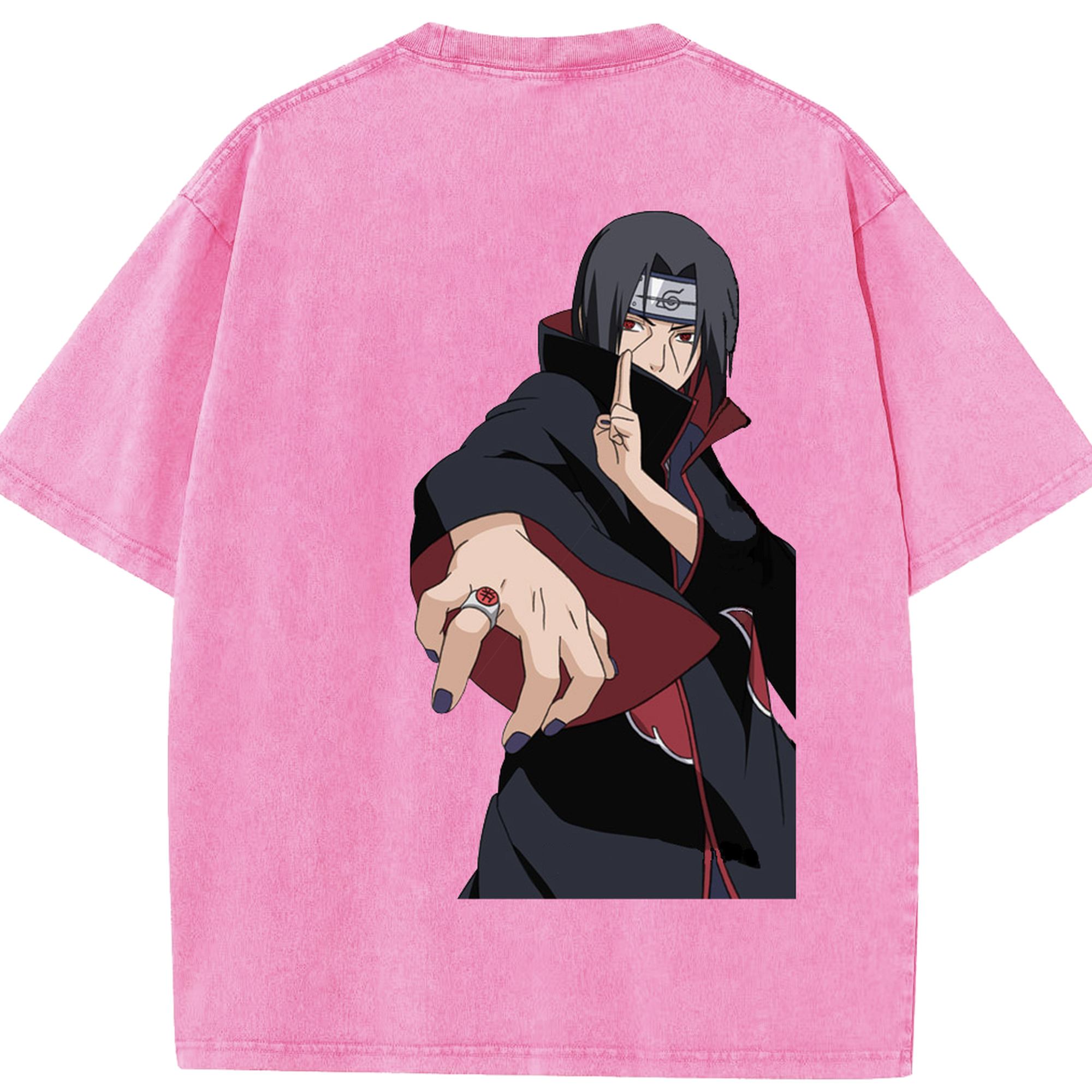 （画像用） NARUTO -ナルト- うちは イタチ Uchiha Itachi 綿100% ヴィンテージ風 半袖Tシャツ（背面プリント）